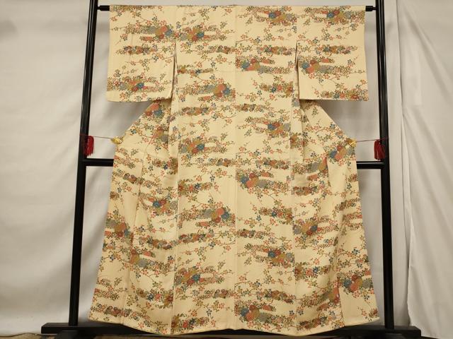 平和屋着物■上質な小紋　草花文　正絹　逸品　AABF3657st
