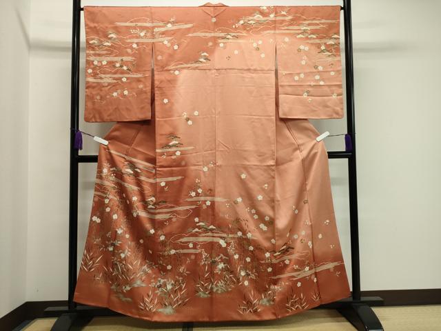 Rakuten - 平和屋着物●訪問着　駒刺繍　雲重ね草花文　暈し染め　金彩　正絹　逸品　CAAX5625gh