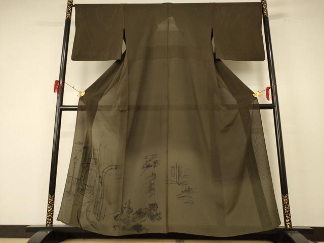 ■■■　サイズ　■■■ 身丈 159cm（肩から） 裄丈 66.5cm 袖丈 46cm　縫込み 5.5cm 袖幅 34.5cm 前幅 26cm 後幅 33cm 着物縫いこみ 内揚げ 8.5cm 裄 お袖側 約1cm　身頃側 約2.5cm ■■■　商品詳細　■■■ 【正絹】 状態は特に目立ったシミ汚れなどもなく大変良い状態です。 大変上質な逸品になります。 お安く出品致しますので、是非この機会にいかがでしょうか？ ■■■　注意事項　■■■ ■モニター発色の具合により色合いが異なる場合がございます。 ■寸法は多少の誤差が生じる場合がございますのでご了承ください。 ■縫込みの長さが左右非対称の場合は短い部分を記載しております。 左右非対称であってもご返品・お値引き等の保証は出来かねますので、ご了承の上ご購入をお願い致します。 ■シミ等のチェックには注意を払っておりますが、見落としがある場合もございますし、個人の見解も様々ですので神経質な方のご購入はお控えください。 ■箪笥に入っておりました着物や帯なので畳みシワや匂いがあるものもございます。 ■お休みは基本的に土日祝となりますが、その他臨時でお休みする場合がございますのでご了承ください。 ■商品の発送は平日のみの発送となります。 ■夜間と土曜、日曜日はお問い合わせの回答が遅れる場合がございます。 ■当店では、お直し、紋入れ、お手入れ等は承っておりません。 ■生地の状態（ヤケ、経年劣化等）によってはサイズ直しが出来ない場合がございます。 その点もどうかご了承のうえ、ご購入をお願いいたします。 ■弊社で取り扱う商品は一点ものにつき、時期や在庫状況に応じて金額が変更となる場合がございます。 ■検針は行っておりません。予めご了承いただきますようお願いいたします。 ■【洗える着物】と記載のある商品におきましては、商品お届け後に洗濯を行ってしまってからのご返品にはご対応しかねます。 念の為、専門店でのお手入れをお願いいたします。 ■着物のサイズ目安は下記を参考ください↓ ＜女性着物＞　お端折り次第で＋5cm　−1cmが着用可能サイズ 　例）身丈170cmの場合、身長160cm〜175cm ＜男性着物＞　身丈＋約25cm〜27cm程が適応身長 　例）身丈155cmの場合、身長180〜182cm