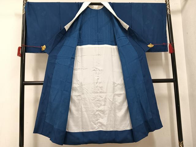 平和屋着物●長襦袢　無双仕立て　梅地紋　鉄御納戸色　正絹　逸品　未使用　AABH9705ph