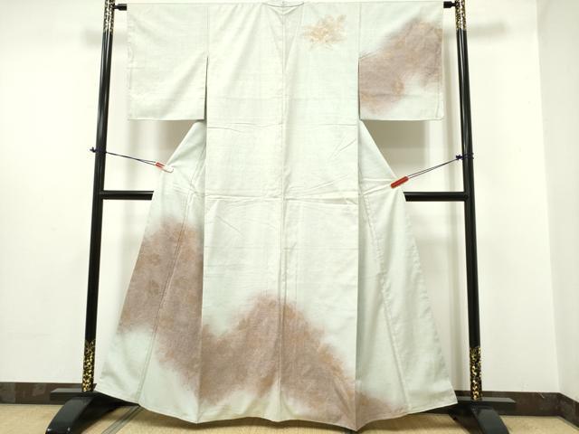 平和屋着物●中国三大刺繍　スワトウ刺繍　汕頭刺繍　総刺繍　訪問着　紬地　草花文　暈し染め　金糸　正絹　逸品　DAAR0279yyy