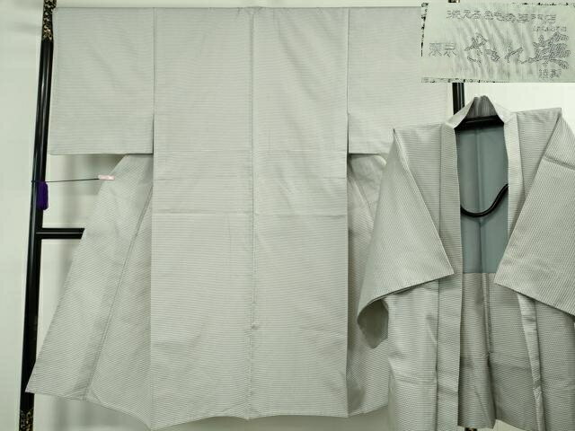 平和屋本店▽極上　男性　洗える最高級着物　＜英＞はなぶさ謹製　お召　アンサンブル　単衣　逸品　DZAB6804kh6