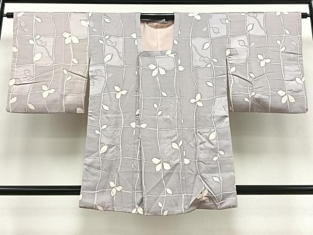 平和屋着物＃道行コート 地紋起こし 格子蔦の葉文 正絹 逸品 CAAV5903id