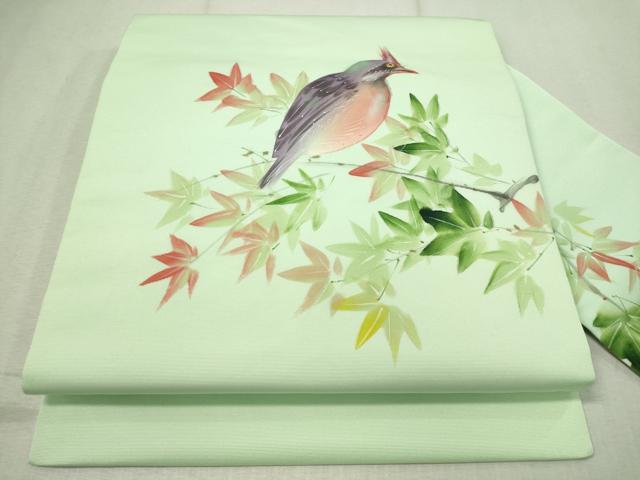 平和屋着物▼九寸名古屋帯　手描き　休み鳥　CAAV8721vp