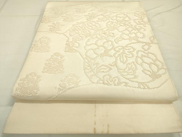 平和屋着物▼太鼓柄袋帯　総刺繍　切嵌花文　正絹　逸品　DAAR0794fe