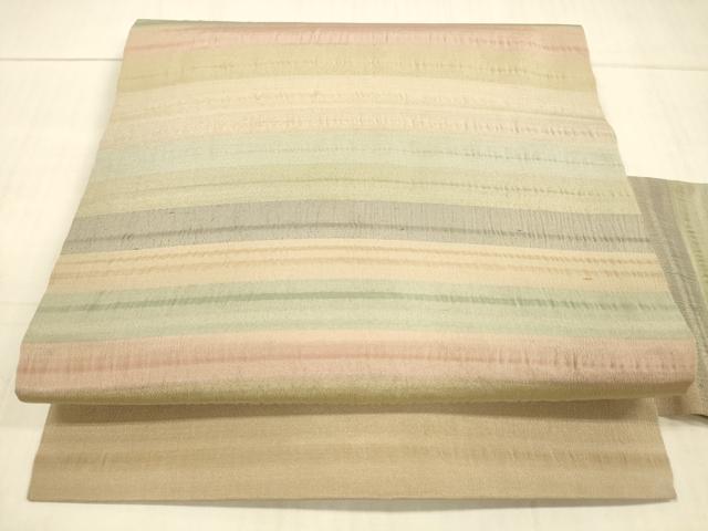 平和屋着物●九寸名古屋帯　横段文　正絹　逸品　DAAW4281cm