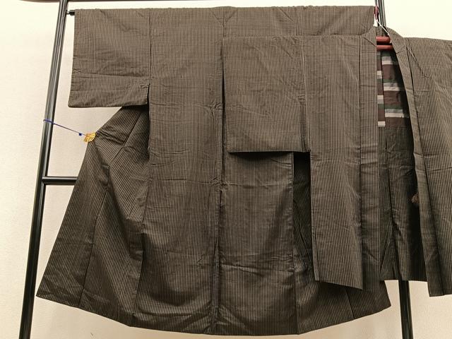 平和屋着物■男性　紬　アンサンブル　縞　正絹　逸品　BAAU4799gt