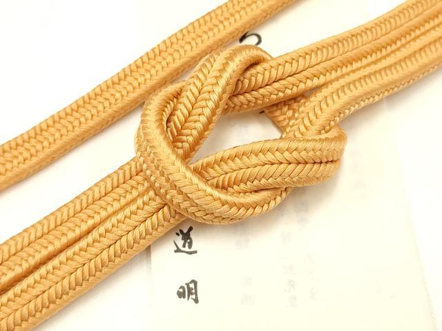 平和屋着物●極上　有職組紐道明　帯締め　冠組　黄茶色　宮内庁御用　国立博物館御用　東京芸術大学御用　逸品　AABB3767ay