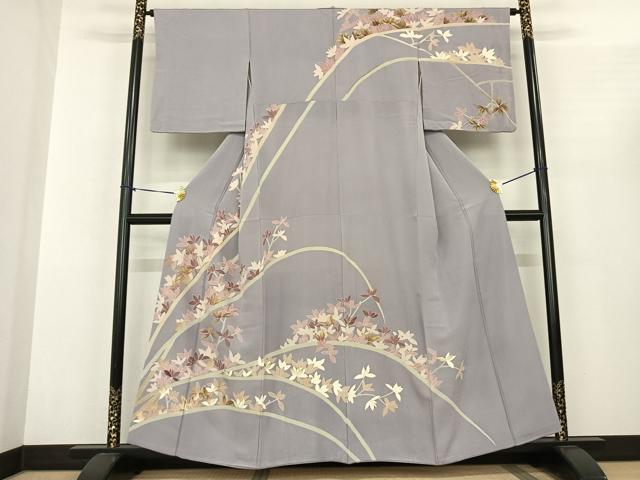 平和屋着物●訪問着　友禅　枝花文　金彩　正絹　逸品　AABF0477fy