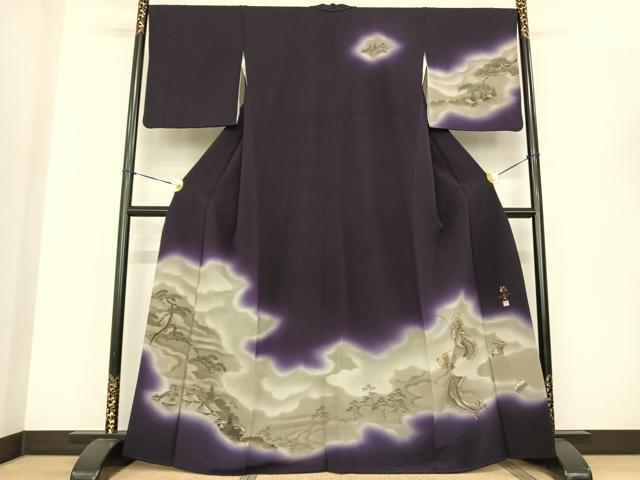 平和屋着物●訪問着　龍絞り　舞花文　暈し染め　黒地　金彩　銀通し地　正絹　逸品　AABG7803cs 楽天市場】訪問着レンタル 龍（着物｜和服）：レディースファッション