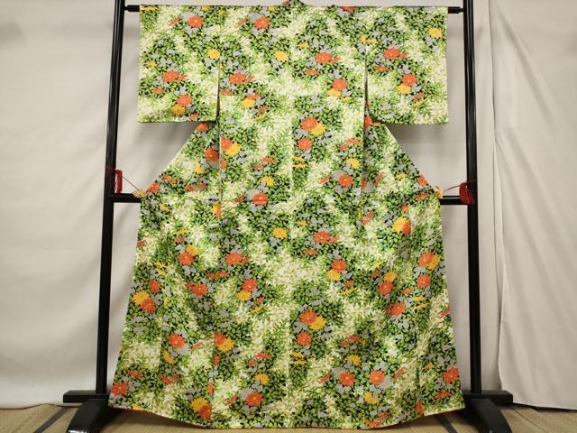 平和屋着物■上質な小紋　草花尽くし　金彩　西武百貨店扱い　正絹　逸品　AABF3666st