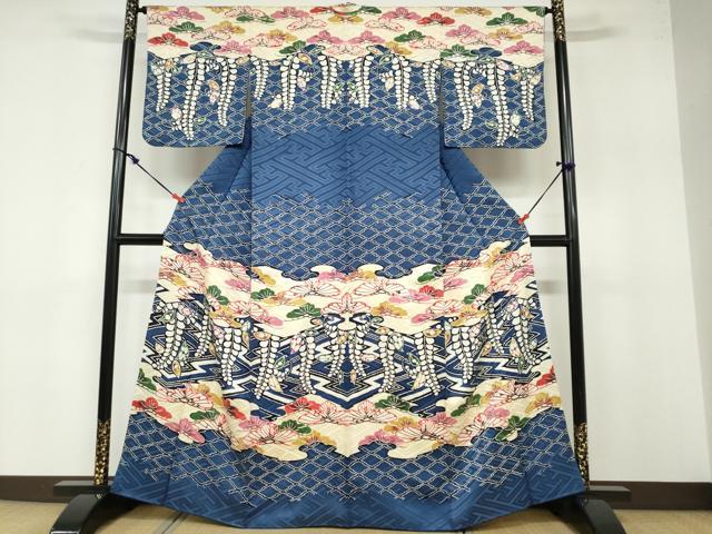 平和屋着物●訪問着 紅型 枝垂れ藤松文 正絹 逸品 DABB0380ud