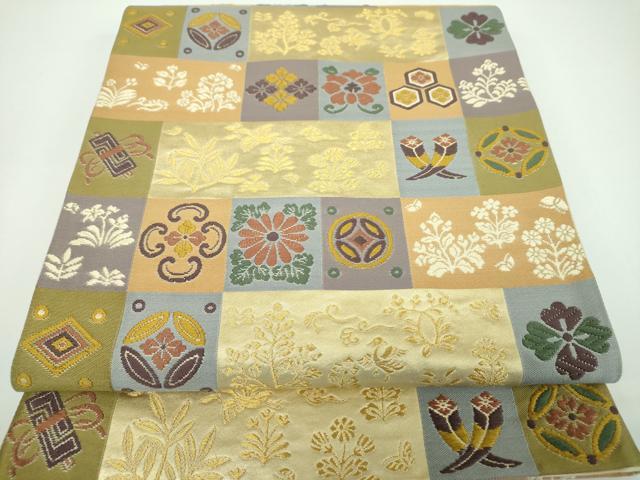 平和屋着物●西陣の名門 本家加納 六通柄袋帯 唐織 宝尽くし花文 金糸 正絹 逸品 DABB4195ps