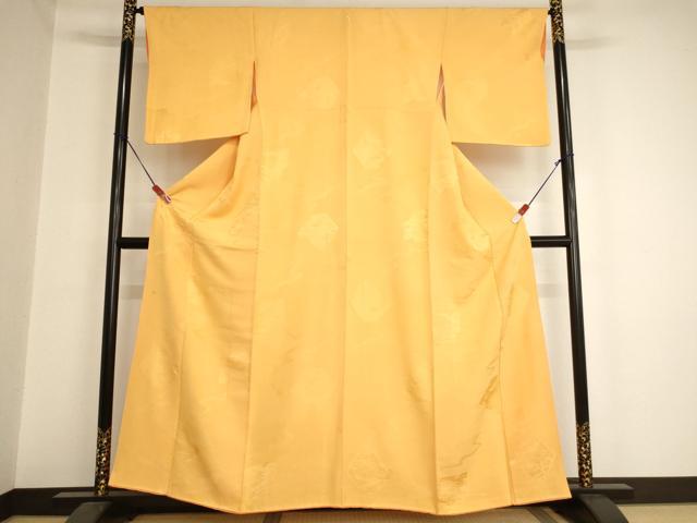 平和屋着物■上質な色無地　割付風景花地紋　麹色　正絹　逸品　AAAY2782ja