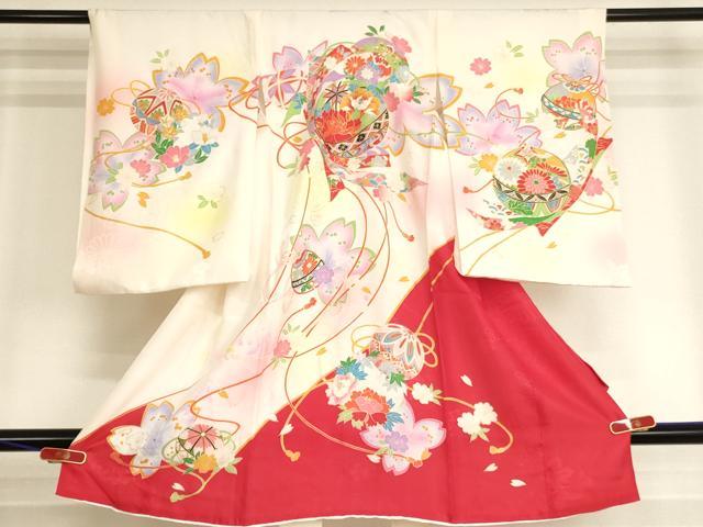 平和屋着物[]お宮参り　女の子　祝着　産着　初着　のしめ　花手毬文　暈し染め　金彩　逸品　AABJ5655ja