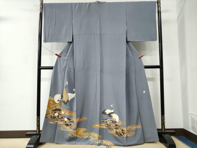 平和屋着物●色留訪問着　作家物　群鶴楽器花文　金彩　正絹　逸品　未使用　CABC6599yc