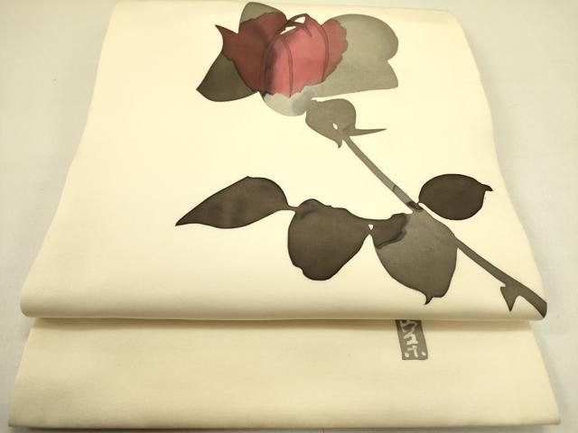 平和屋着物●日展染色作家　高久空木　ろうけつ染　塩瀬　九寸開き名古屋帯　草花　正絹　逸品　DABB7259op