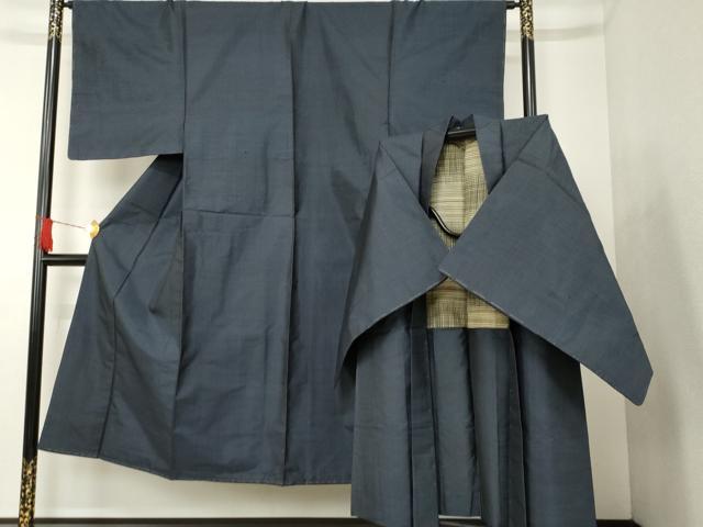 平和屋着物■男性　本場大島紬　アンサンブル　格子　正絹　逸品　AAAL4529cs(4)