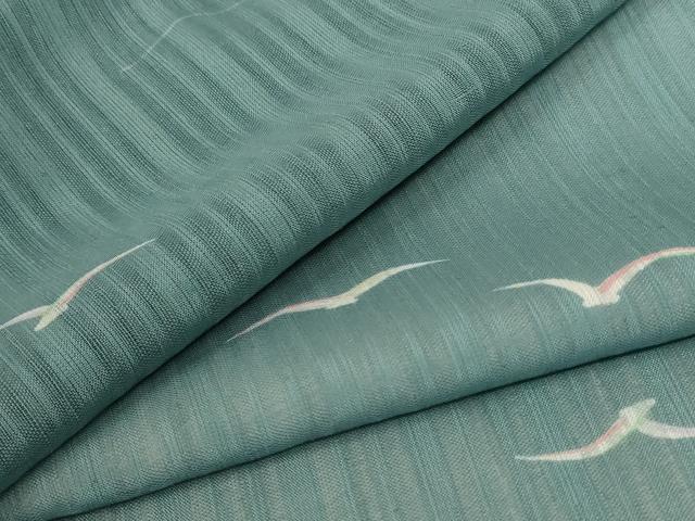 平和屋着物＊夏物　小紋　紗　カモメ　洗える着物　AAAZ0496jd