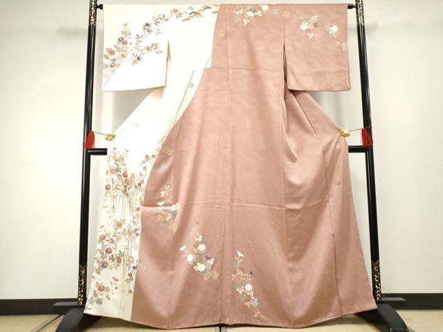 平和屋着物●訪問着　友禅　作家物　泰三　枝花文　正絹　逸品　AABF3036cs