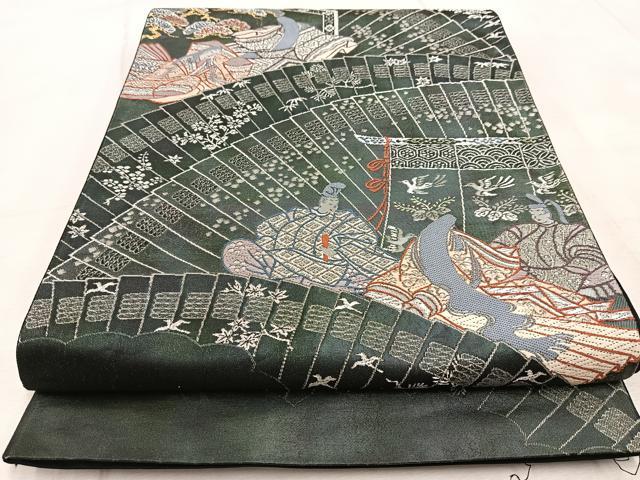 平和屋着物◎六通柄袋帯　唐織　源氏物語　金銀糸　引箔　正絹　逸品　BAAV6597yc