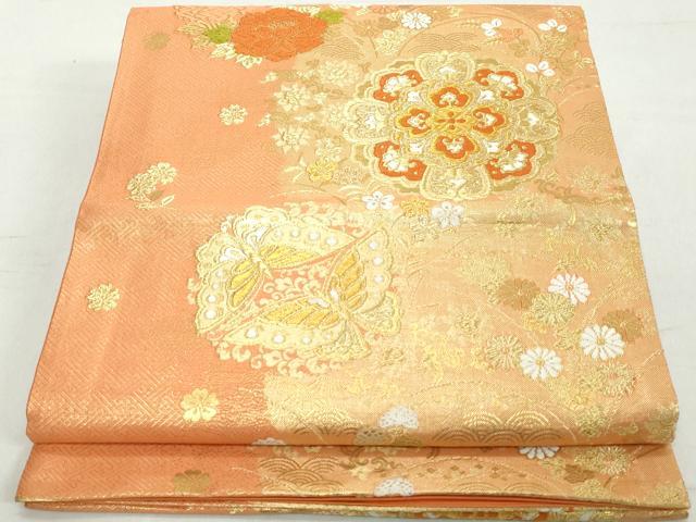 平和屋着物◎六通柄袋帯 唐織 正倉院花文 金糸 正絹 逸品 DAAW1137qa