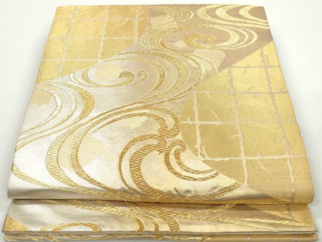 平和屋着物◎六通柄袋帯　光琳水文　金糸　正絹　逸品　DAAX7984qa