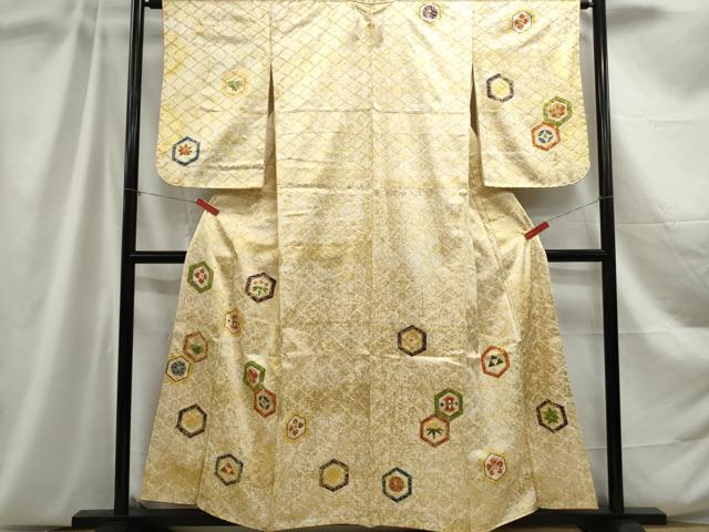 平和屋着物■訪問着　亀甲花文　金彩　正絹　逸品　DABC9034qa