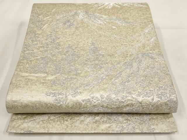 Other - 平和屋着物◎六通柄袋帯　遠山樹林文　銀糸　正絹　逸品　AABH1130wj