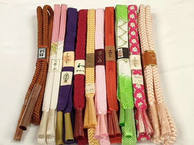 平和屋着物●和装小物　帯締め10本セット　組紐　草木染　笹浪組　金糸　逸品　未使用　DABD7121zzz
