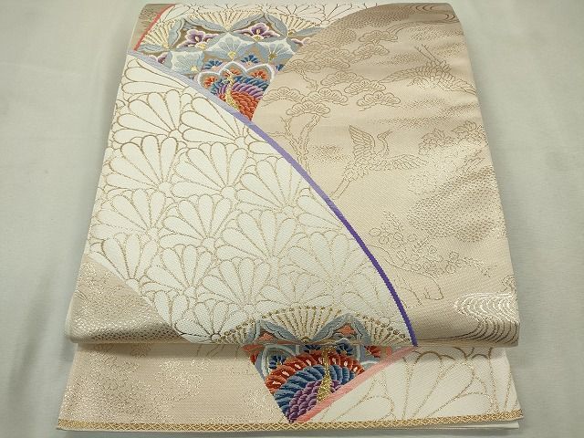 平和屋着物◎六通柄袋帯　草花文　金糸　逸品　CAAE7452in