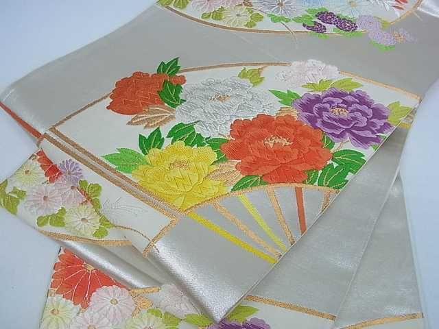 平和屋着物■六通柄袋帯 唐織 扇草花文 金銀糸 逸品 ar4787