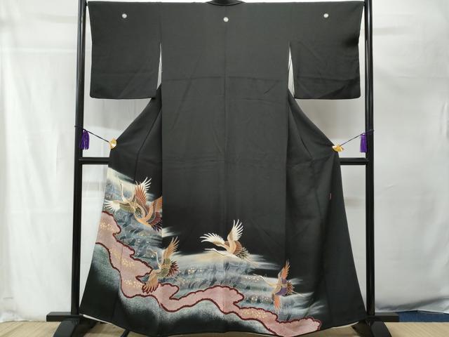 平和屋着物■豪華黒留袖　作家物　道長飛鶴文　暈し染め　金彩　正絹　逸品　CAAW5416fb(4)