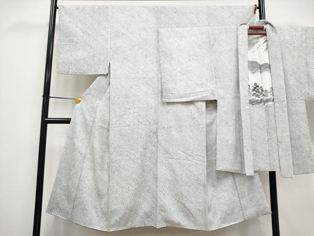 平和屋本店■希少　男性　本疋田絞り　小紋　アンサンブル　高麗納戸色地　逸品　CYAA3096s5