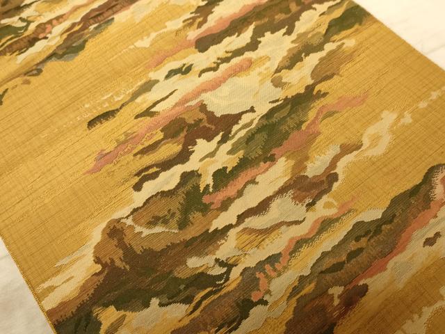 平和屋着物◎八寸名古屋帯　霞文　正絹　逸品　AAAZ0816dt