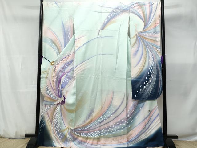 平和屋着物■リチャード・クレイダーマン　振袖　孔雀文　暈し染め　金彩　やまと誂製　正絹　逸品　CABB7627fb...