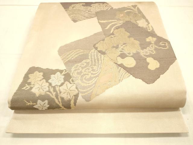 乐天商城 - 平和屋着物＊夏物　太鼓柄袋帯　流水千鳥舟文　瓢箪　金糸　正絹　逸品　DAAW1914cm