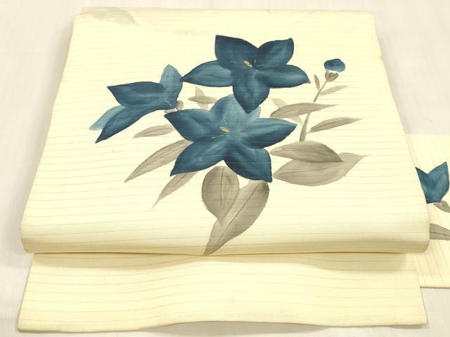 平和屋着物＊夏物 九寸名古屋帯 手描き 草花文 金彩 DABC8267cm