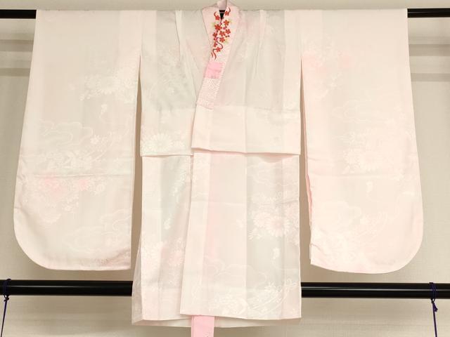 Kimono （For Girls） - 平和屋着物[]子供　女の子　長襦袢　無双仕立て　御所車花地紋　暈し染め　半衿刺繍　洗える着物　未使用　AABB5822ja