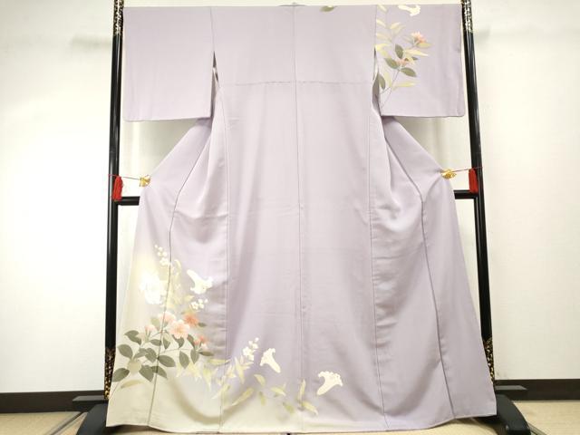 訪問着 着物 中古 正絹 袷 セミフォーマル 花の図 暈し 淡紅藤色 多色 身丈163cm 裄67cm L きもの北條 A1349-7 訪問着 着物 中古 正絹 袷 フォーマル 花の図 ぼかし染め 暈し 砥粉色