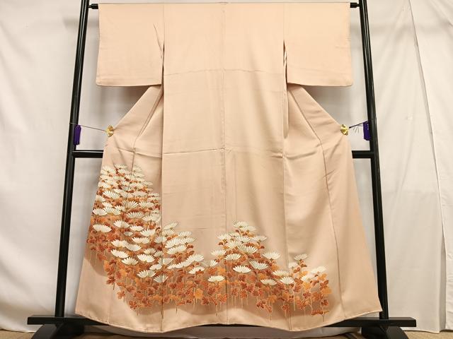 平和屋着物■豪華色留袖　駒刺繍　枝花文　暈し染め　金彩　正絹　逸品　AABF6284oa