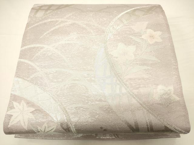 平和屋着物＊夏物　六通柄袋帯　露芝草花文　銀糸　正絹　逸品　CAAW6837eg