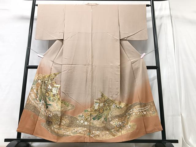平和屋着物■豪華色留袖　作家物　御所車花文　暈し染め　金銀彩　正絹　逸品　CABA4166xe