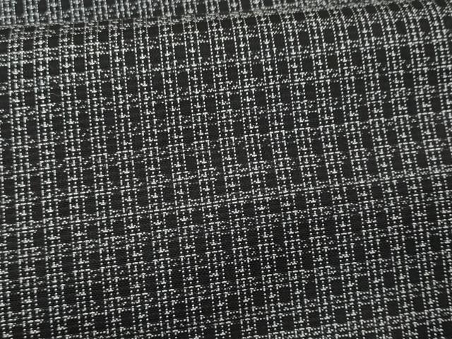 平和屋着物■男性　紬　格子柄　黒地　正絹　逸品　CABB7642fb