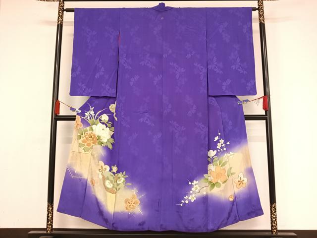 平和屋着物●アンティーク　大正ロマン　色留袖　駒刺繍　牡丹に橘　暈し染め　金糸　正絹　逸品　AAAZ3269npのサムネイル