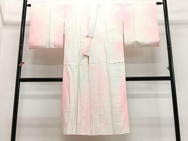 平和屋着物■長襦袢　袷　舞梅地紋　暈し染め　正絹　逸品　CABH4376xe