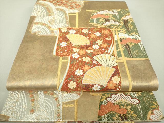 平和屋着物●西陣　河合美術織物謹製　六通柄袋帯　唐織　豊明錦　金銀糸　引箔　正絹　逸品　DAAV6433ps