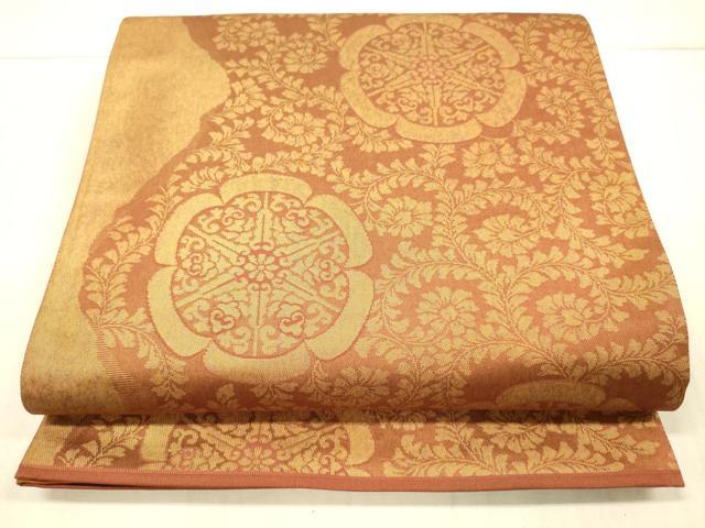 平和屋着物●澤屋重兵衛　六通柄袋帯　花唐草文　金糸　引箔　正絹　逸品　DAAW4359cm