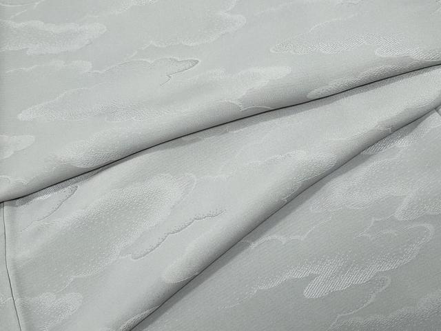 平和屋着物●上質な色無地　雲取り地紋　源氏鼠色　正絹　逸品　CAAW3948vf(4)
