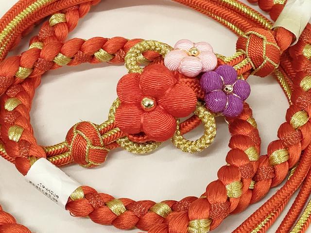 平和屋着物●和装小物　振袖用帯締め　装飾　ちりめん細工　あわじ玉　ビーズ　金糸　撚り房　逸品　未使用　AAAY6091ay